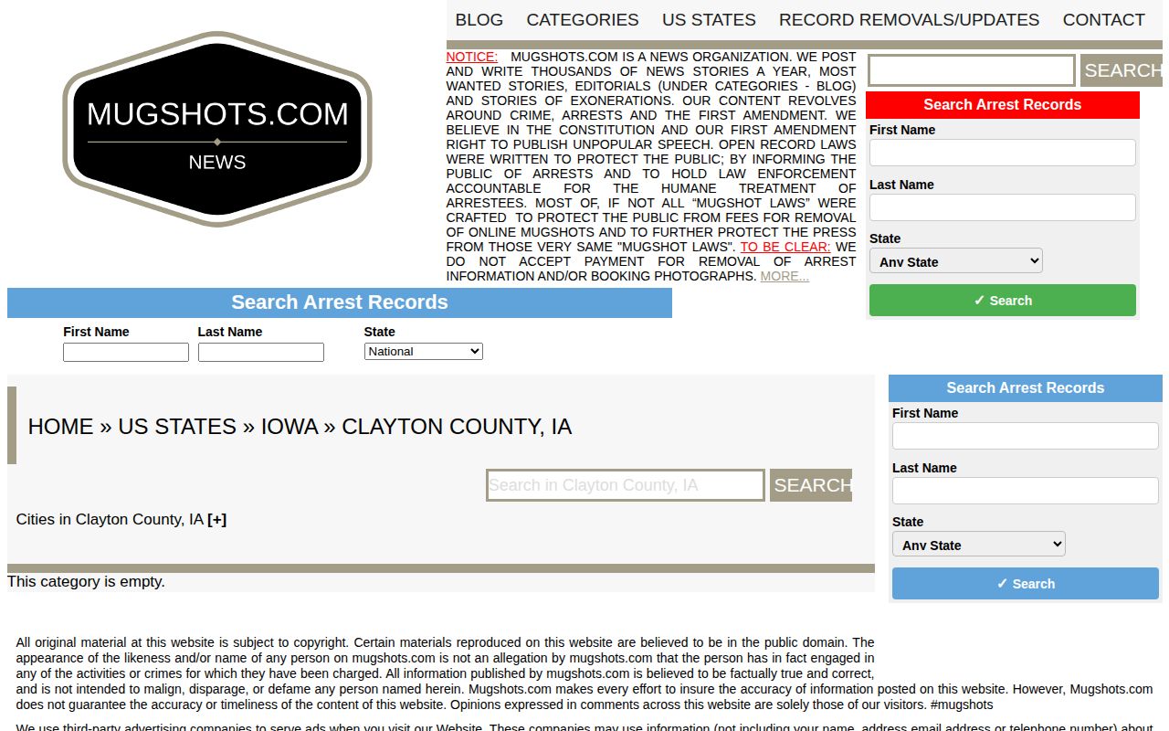 Unofficial Clayton County busted mugshot directory with zero records